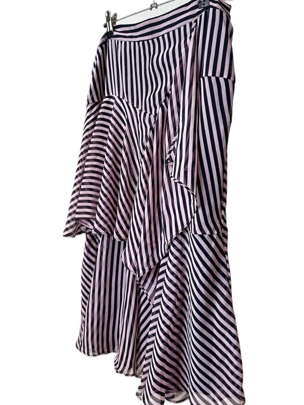 Striped Layered Midi Skirt - Pink/Black - Picture 3 of 3